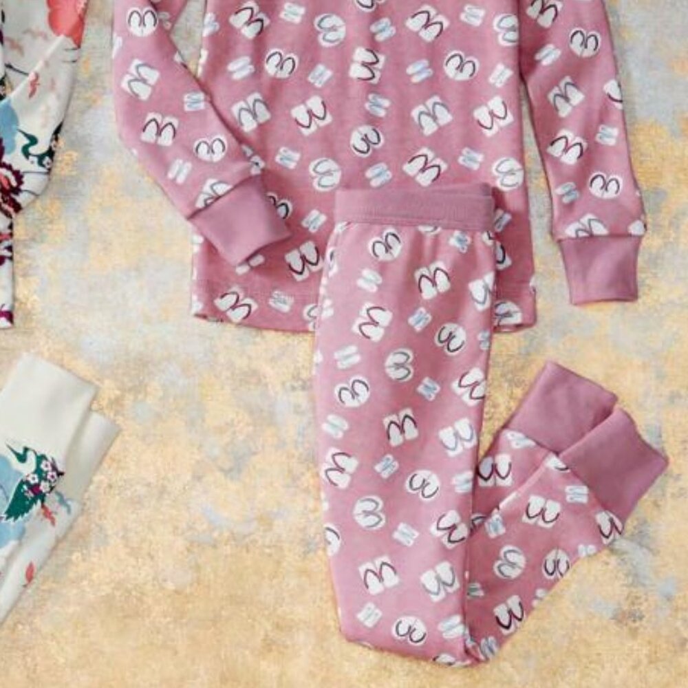 TEA COLLECTION 7 Japan Pink Japanese Geta Zori Flip Flop Pajama Bottoms